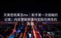 天美密桃果冻mv｜新手第一次接触的记录：内容更新频率与实际可用性的观察