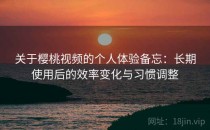 关于樱桃视频的个人体验备忘：长期使用后的效率变化与习惯调整