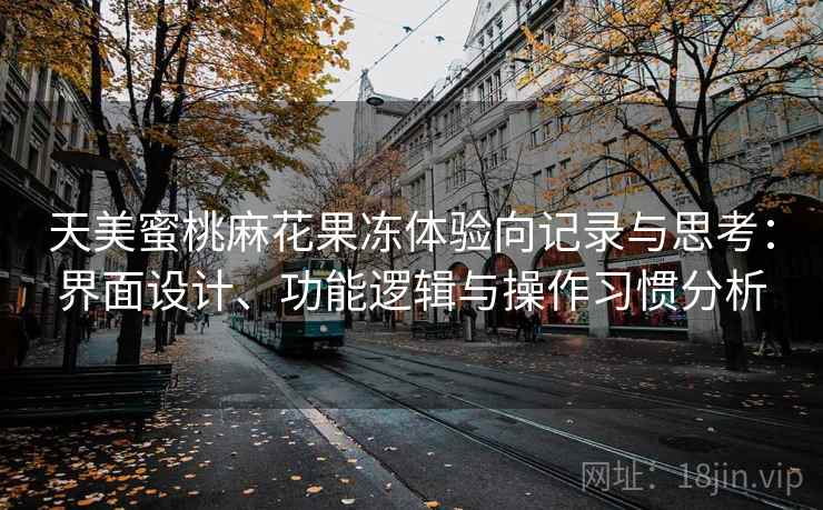 天美蜜桃麻花果冻体验向记录与思考:界面设计、功能逻辑与操作习惯分析 第1张 天美蜜桃麻花果冻体验向记录与思考:界面设计、功能逻辑与操作习惯分析 第1张